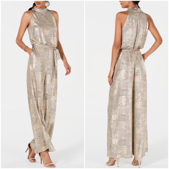 Women’s Vince Camuto Metallic Halter Jumpsuit - Picture 2 of 10